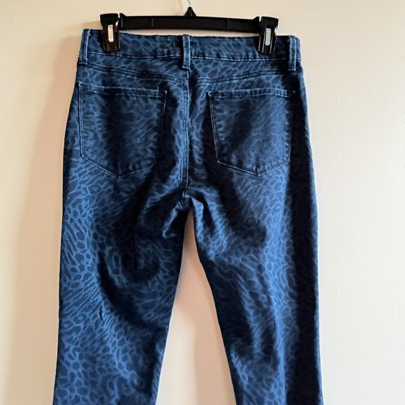 NYDJ Womens Leggings Size 6 Blue‎ Animal Print Skinny Leg 5 Pockets Jeggings - Picture 4 of 9